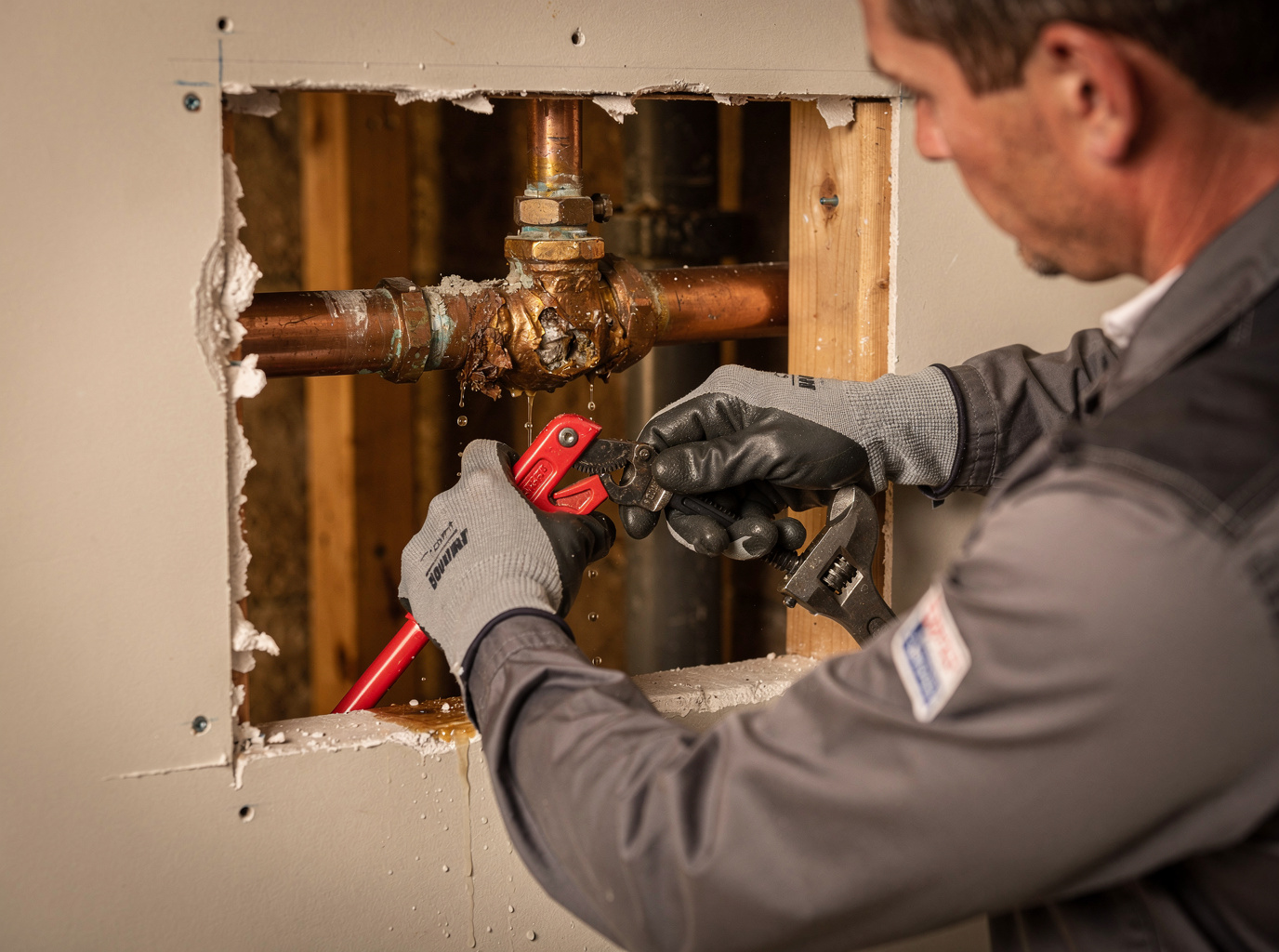Burst Pipe Inside Wall in Indian Trail, NC